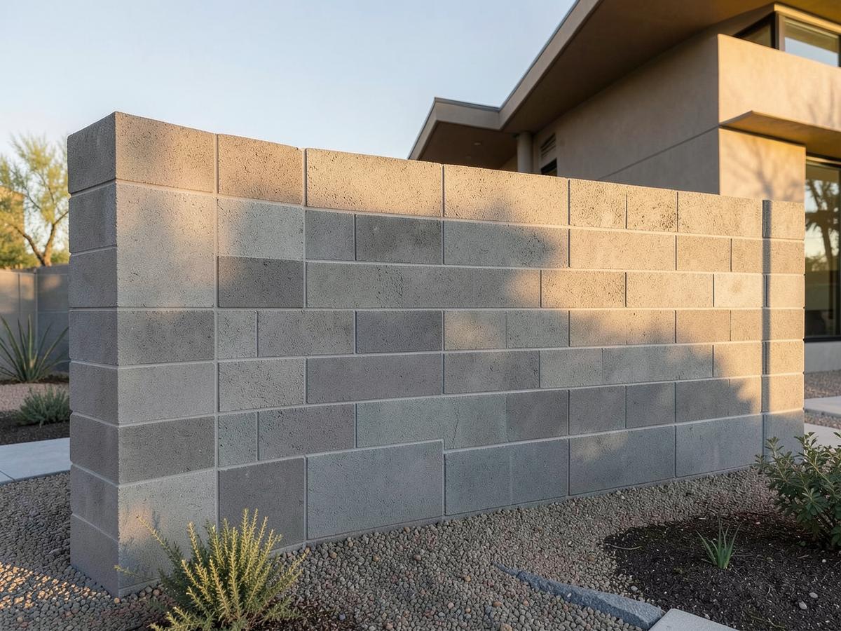 Concrete block privacy wall built for a desert home